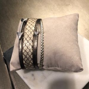 Leather and silver layered bracelet from France